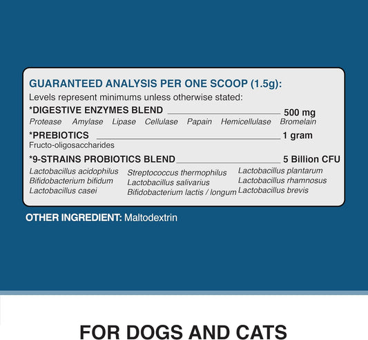 American Standard Supplements Probiotics For Dogs & Cats With Prebiotics & Digestive Enzymes, 5 Billion Cfu, 9 Strains, 3.17Oz (90G), 180 Servings - Dog & Cat Probiotics For Gut Health & Digestion