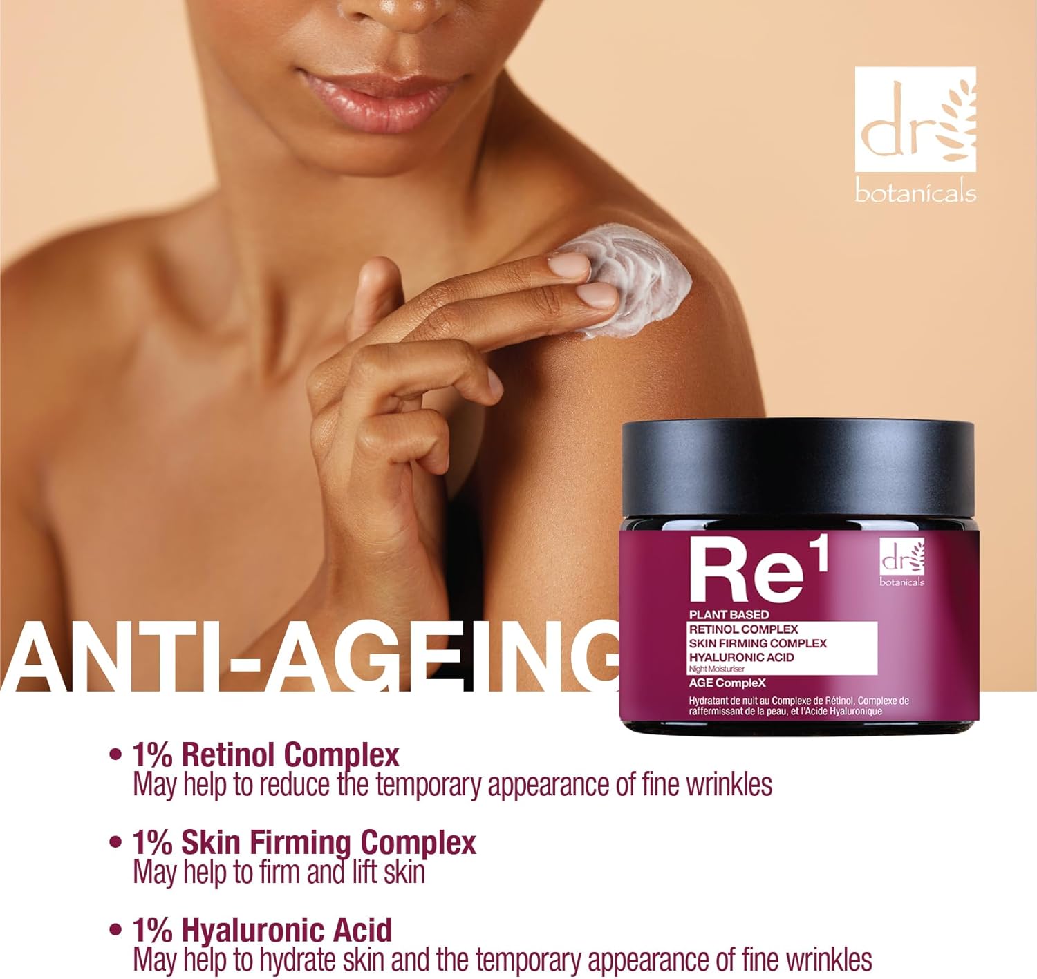 Dr BOTANICALS Anti-Aging Skin Firming Retinol Night Moisturiser with Hyaluronic Acid & Skin Tightening Complex | Retinol Cream Combats Wrinkles, Hydrates & Firming for Youthful Skin 60ml : Amazon.co.uk: Beauty