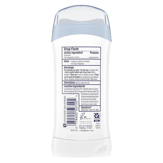 Dove Invisible Solid Antiperspirant Deodorant Stick For Women, Powder, For All Day Underarm Sweat & Odor Protection 2.6 Oz, 6 Count