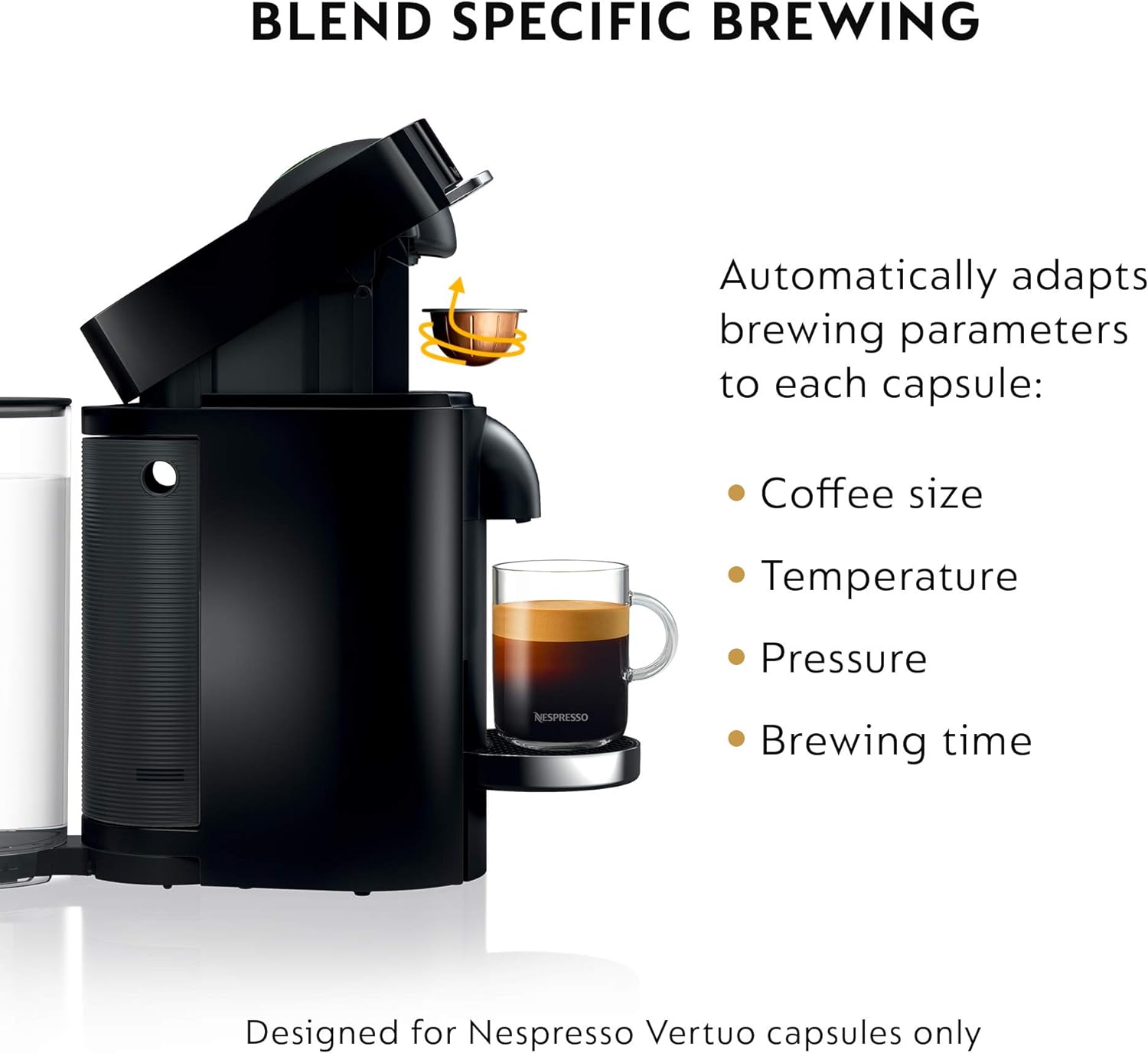 Nespresso VertuoPlus Deluxe Coffee and Espresso Machine by De'Longhi, 60 ounces, Piano Black: Home & Kitchen