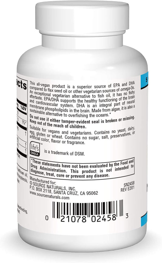 Source Naturals Vegan Omega-3s, Non-Fish EPA-DHA, for Heart and Brain