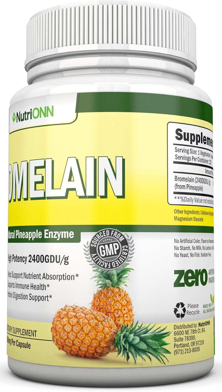 Bromelain - 500Mg - 2400 Gdu - 120 Vegetable Capsules - Pure Pineapple Enzyme Extract - Supports Digestion And Nutrient Absorption - Great For Immune Health : Health & Household