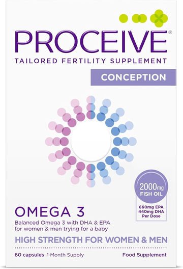 Proceive Omega 3 Conception For Men & Women Trying For A Baby - Epa & Dha High Strength Pure Fish Oil Tablets - 60 Capsules - 2000Mg Fish Oil Per Dose - Sustainably Sourced, No Pcbs, No Heavy Metals