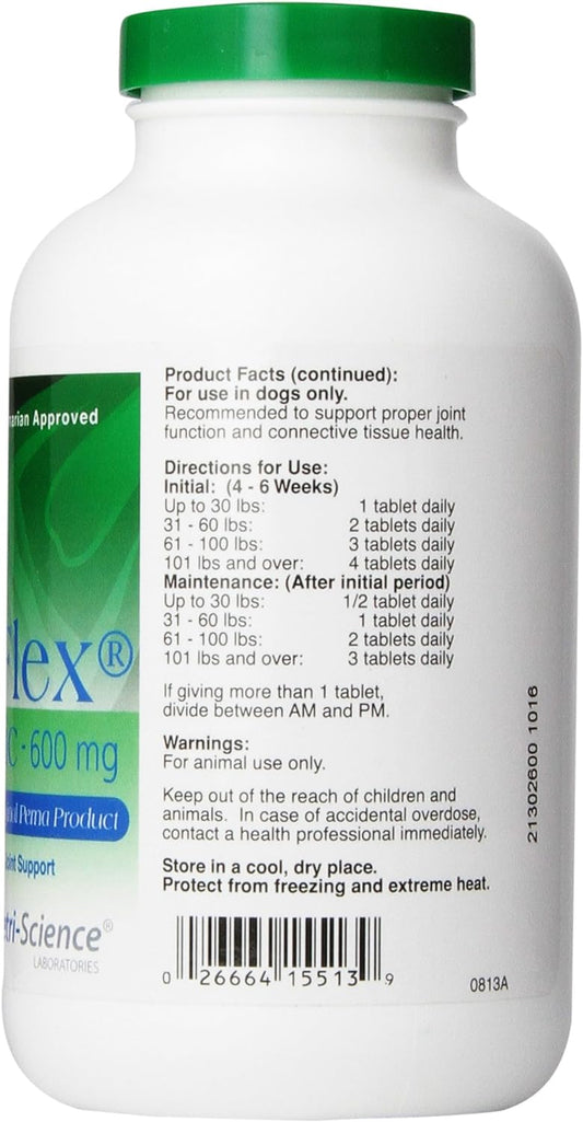 VetriScience GlycoFlex Classic Hip and Joint Supplement with Green Lipped Sea Mussel for Dogs, 600 Mg, 300 Chewable Tablets