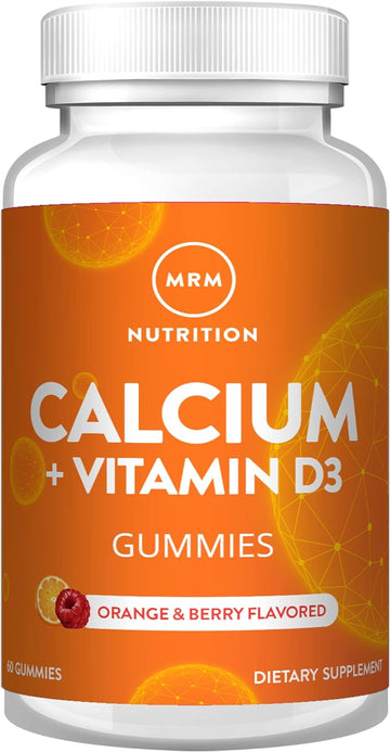 MRM Nutrition Calcium + Vitamin D3 Gummies | 500 mg of Calcium & 1,000 IU of Vitamin D3 per Serving | Bone & Teeth Support* | Natural Orange & Berry Flavored | Non-GMO + Gluten Free | 30 Servings