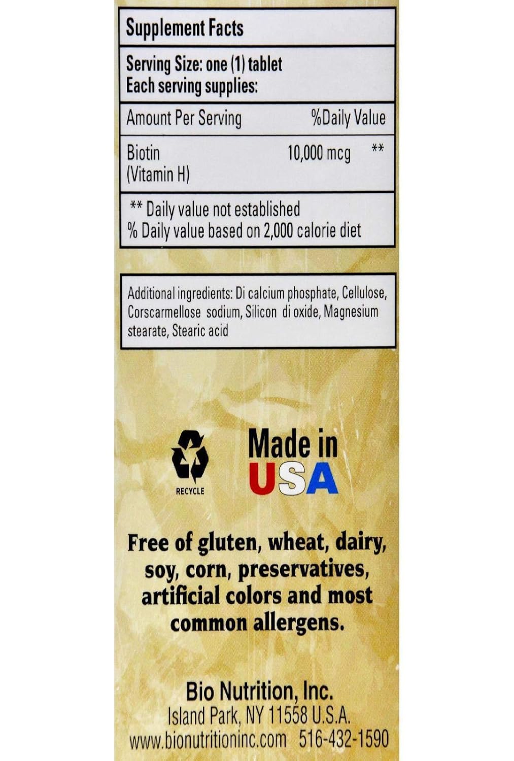 Bio Nutrition Biotin 10000Mcg, 60 Ct
