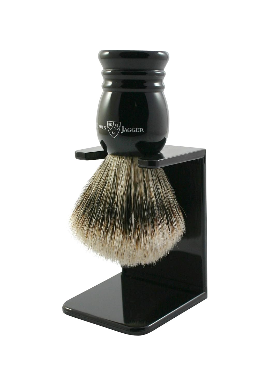 Edwin Jagger 1Ej256Sds Traditional Imitation Ebony Super Badger Hair Exfoliating Shaving Brush With Drip Stand For Shaving Soap Or Cream For Men And Women (Medium) : Beauty & Personal Care