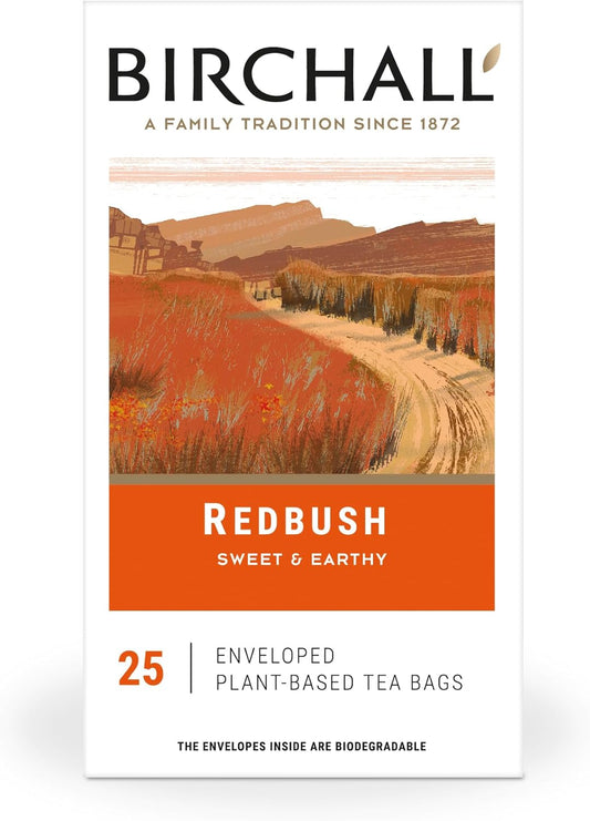 Birchall Tea Bags: Cederberg Redbush Tea, Fruit & Herbal Vegan Tea Gift Set, Caffeine-Free, 25 Enveloped Prism Bags (Pack Of 2)