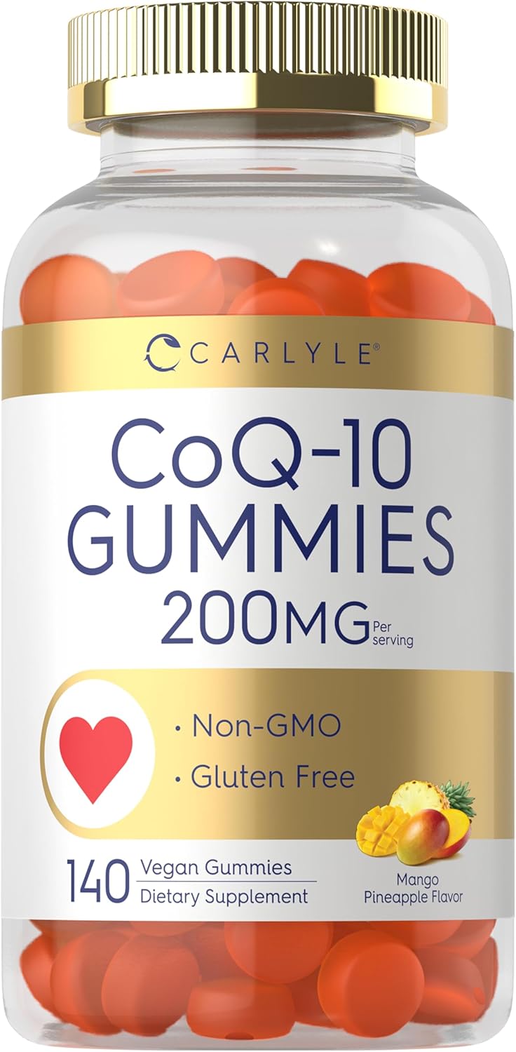 Carlyle Coq10 Gummies 200 Mg | 140 Count | Mango Pineapple Flavor | Vegan, Non-Gmo, Gluten Free