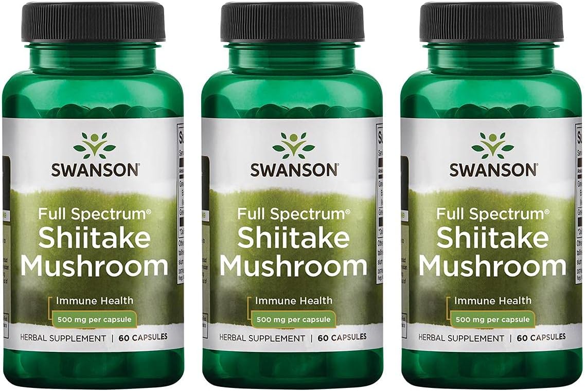Swanson Shiitake Mushroom 500 Milligrams 60 Capsules (3 Pack)