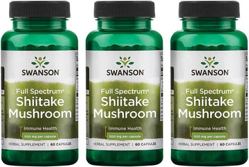 Swanson Shiitake Mushroom 500 Milligrams 60 Capsules (3 Pack)