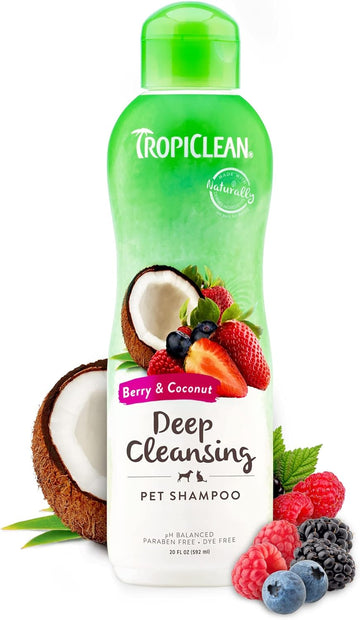 TropiClean Dog Shampoo Grooming Supplies - Deep Cleansing & Moisturising Dog and Cat Shampoo - Soap and Paraben Free -Derived from Natural Ingredients - Used by Groomers - Berry & Coconut, 592ml?TRBESH20Z