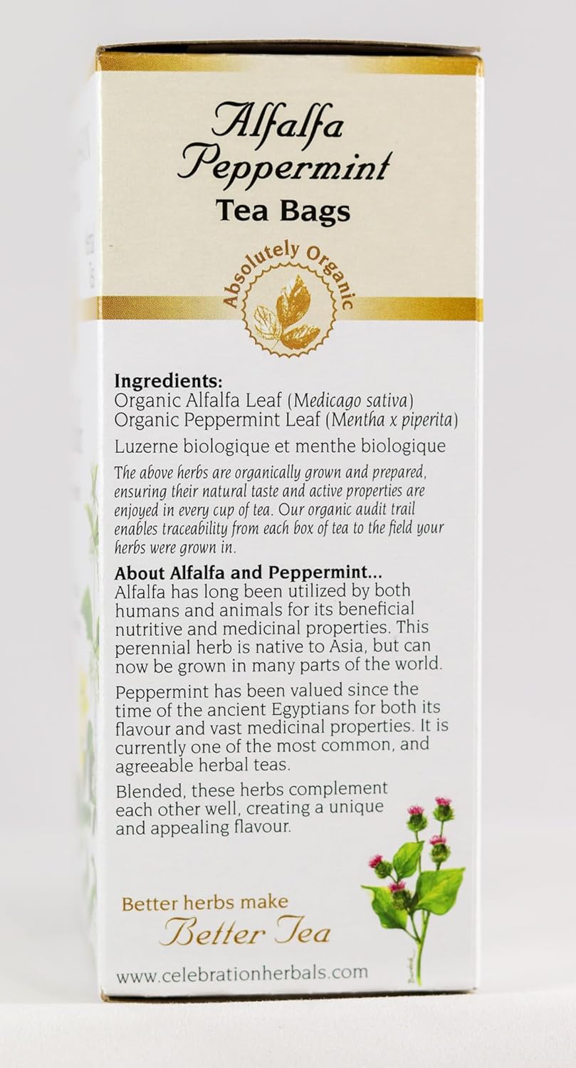 Celebration Herbals Alfalfa Peppermint Tea Organic 24 Bag, 0.02 Pound : Grocery & Gourmet Food