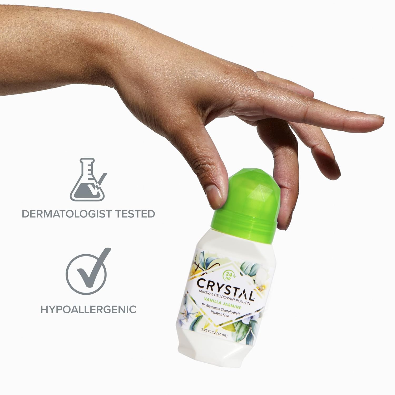 Crystal Mineral Deodorant Roll-On, Vanilla Jasmine, 2.25 Fl Oz : Beauty & Personal Care