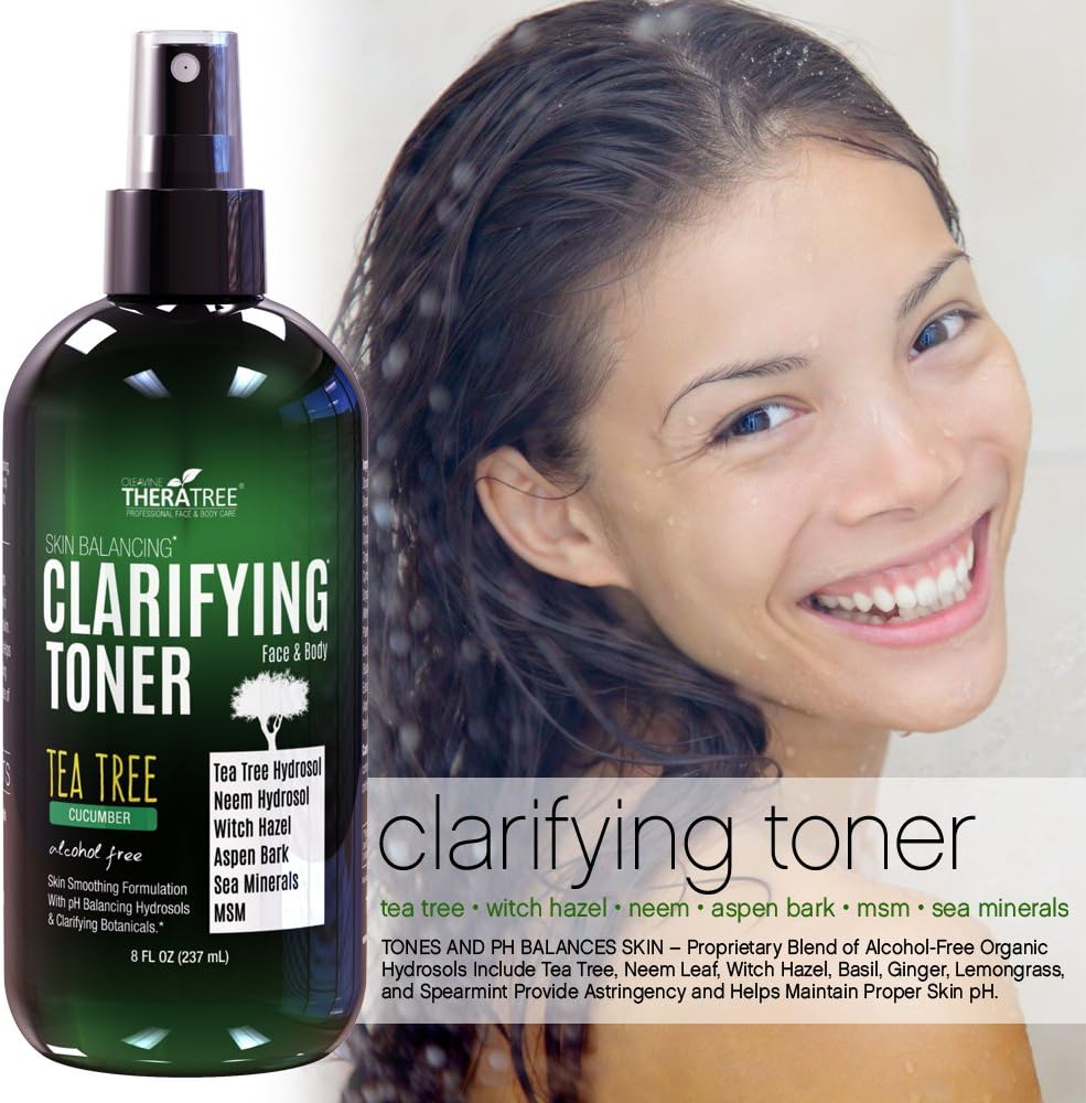 Clarifying Toner With Msm, Tea Tree & Neem Hydrosol, Complexion Control For Face & Body – Helps Reduce Appearance Of Pore Size, Controls Oil To Tone, Balance & Hydrate Skin - 8 Oz : Beauty & Personal Care