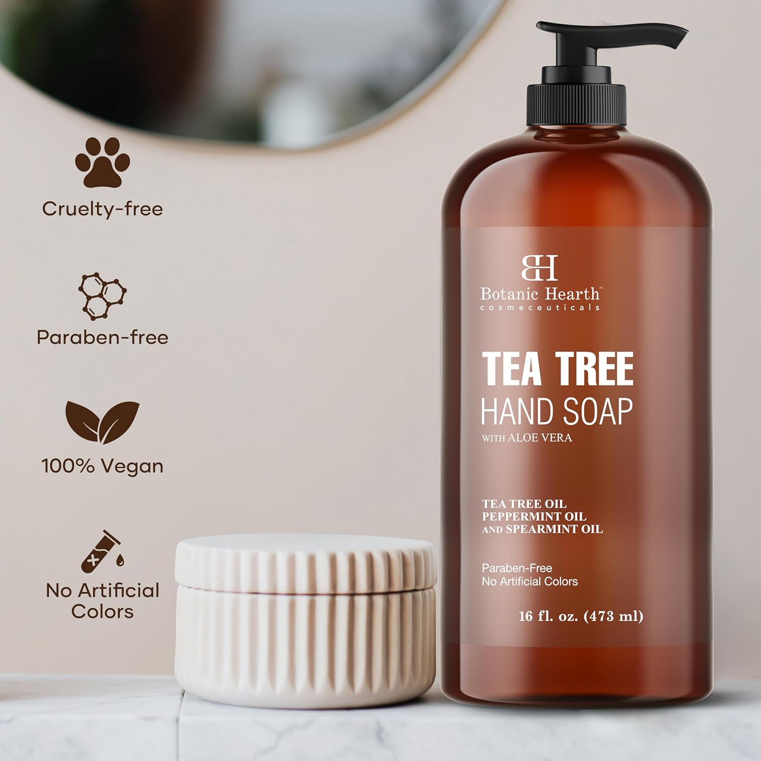 Botanic Hearth Tea Tree Liquid Hand Soap | Sulfate Free Formula | Multi Purpose Hand Wash With Aloe Vera And Premium Grade Tea Tree Oil, Pump Dispenser | 16 Fl Oz : Beauty & Personal Care