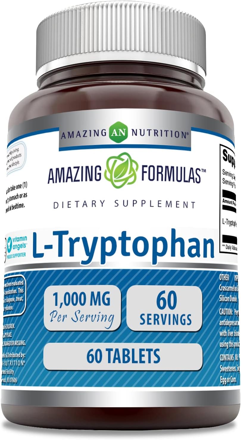 Amazing Formulas L-Tryptophan 1000mg 60 Tablets Supplement | Non-GMO | Gluten Free | Made in USA