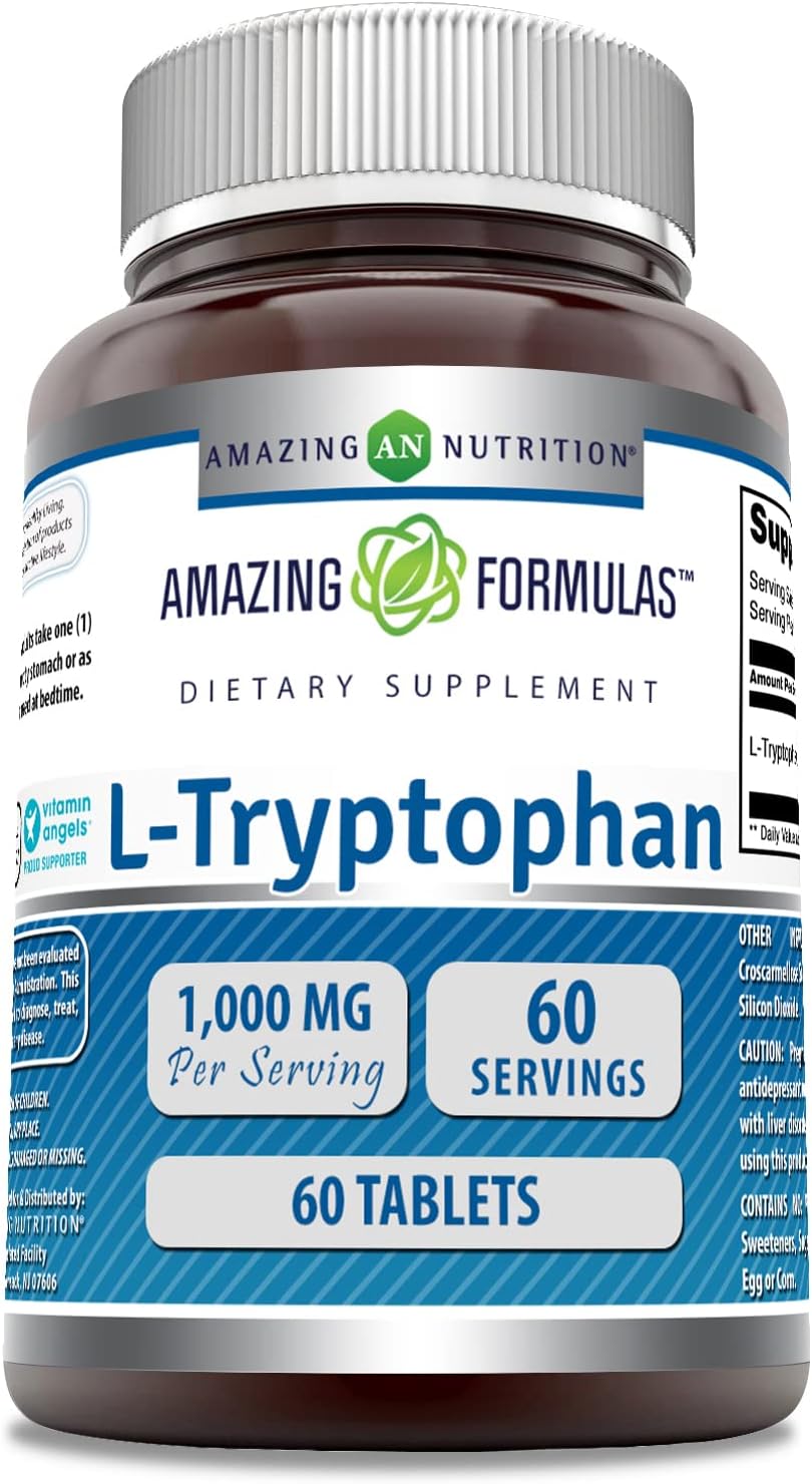 Amazing Formulas L-Tryptophan 1000Mg 60 Tablets Supplement | Non-Gmo | Gluten Free | Made In Usa