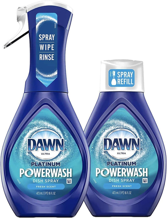 Dawn Powerwash Starter Kit, Dish Spray, Dish Detergent, Fresh Scent Bundle, 1 Spray Bottle, 1 Refill : Health & Household