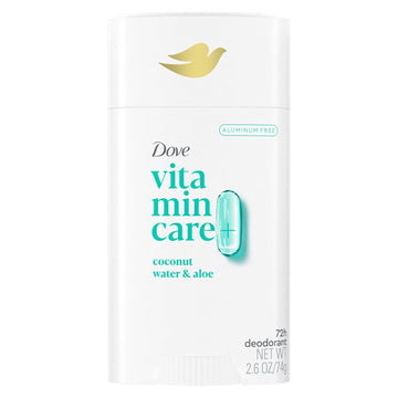 Dove Vitamincare+ Aluminum Free Deodorant Stick Coconut Water & Aloe For 72H Odor Protection Breathable Deodorant For Women 2.6 Oz