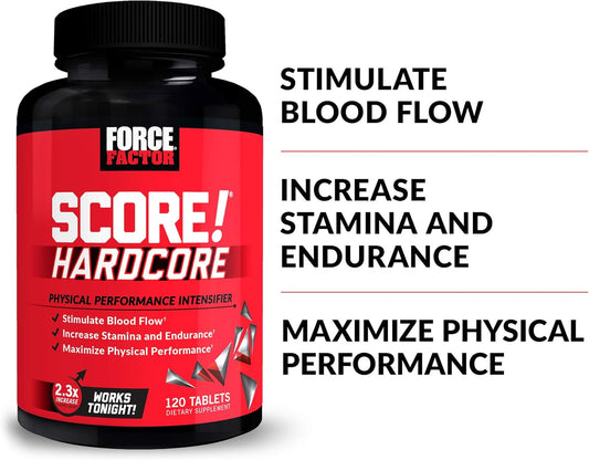 Force Factor Score! Hardcore Nitric Oxide Booster Supplement For Men With L-Citrulline, Yohimbe, Black Maca & B Vitamins To Increase Stamina, And Maximize Physical Performance, 120 Tablets