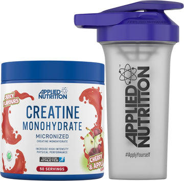 Applied Nutrition Creatine + 700Ml Shaker | Creatine Monohydrate Micronized Powder, Increases High-Intensity Physical Performance (250G - 50 Servings) (Unflavoured)