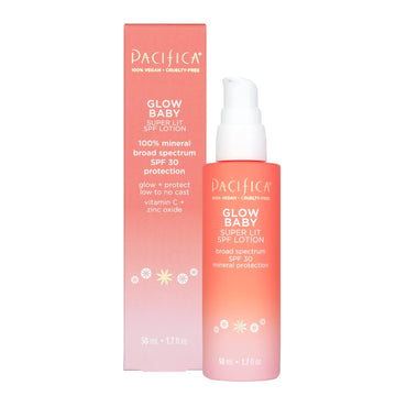 Glow Baby Super Lit SPF 30 Lotion, Broad Spectrum Sunscreen UVA/UVB Protection, Tinted Moisturizer, 100% Mineral SPF, No White Cast, Zinc Oxide, For All Skin Tones, Non Greasy, Vegan & Cruelty Free