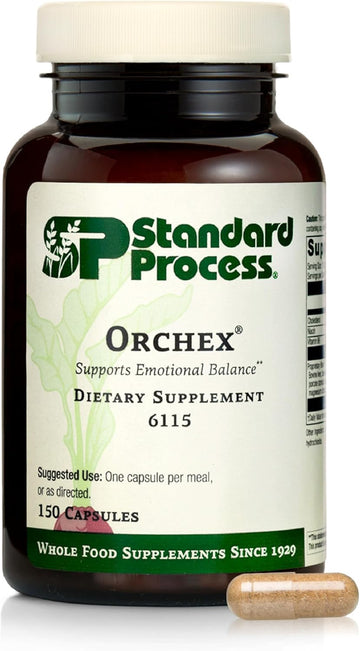 Standard Process Inc. Orchex - Whole Food Nervous System Supplements, Cholesterol, Mental Clarity And Emotional Support With Soy Protein, Ascorbic Acid, Calcium Lactate, Wheat Germ - 90 Capsules