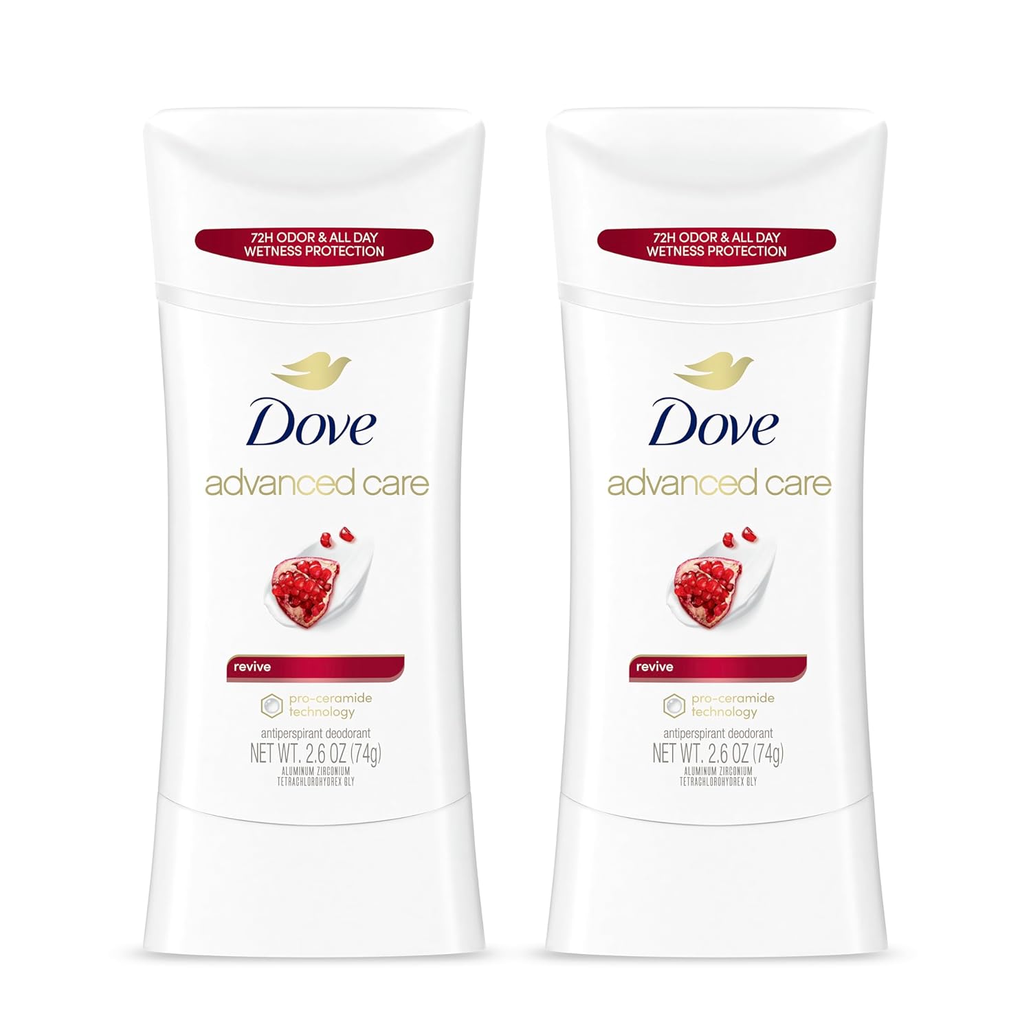 Dove Advanced Care Antiperspirant Deodorant Stick For Women Revive For 48 Hour Protection And Soft And Comfortable Underarms 2.6 Oz, 2 Count