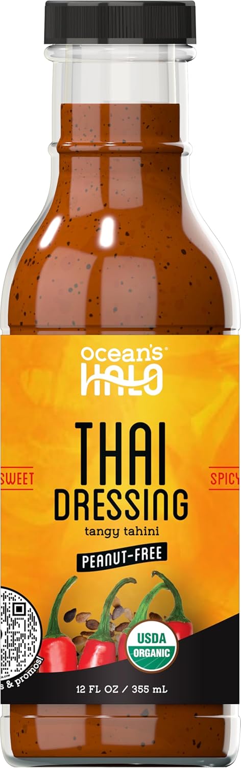 Ocean'S Halo Organic Thai Dressing, Tangy Tahini, 12 Fl Oz, Peanut-Free