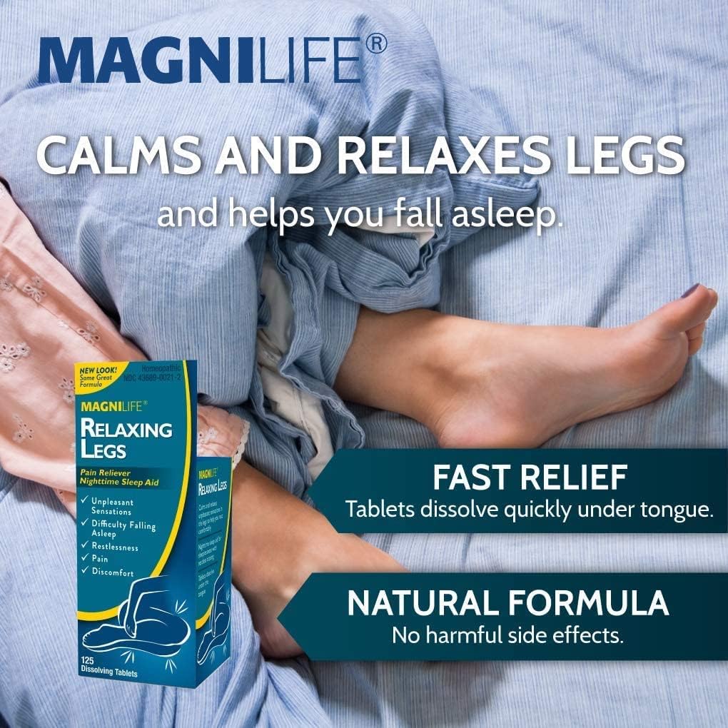 MagniLife Relaxing Legs, Natural Sleep Aid and Pain Reliever, Calms Jerks, Restlessness, and Discomfort - 125 Quick Dissolve Tablets : Health & Household