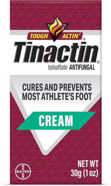 Tinactin Antifungal Cream, Athlete’S Foot Treatment, Tolnaftate 1%, Proven Clinically Effective On Most Athlete’S Foot And Ringworm, 1 Ounce, 30 Grams, Tube
