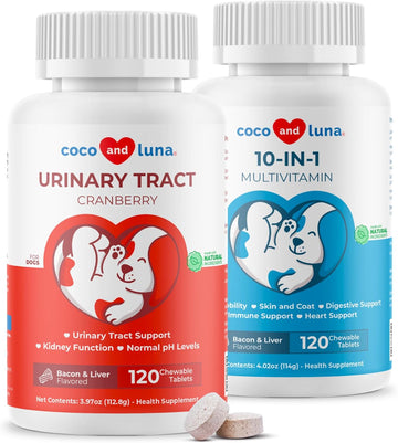 Cranberry & Multivitamin For Dogs Bundle - Urinary Tract Support, Hip And Joint Support, Skin And Coat Health, And Immune Support