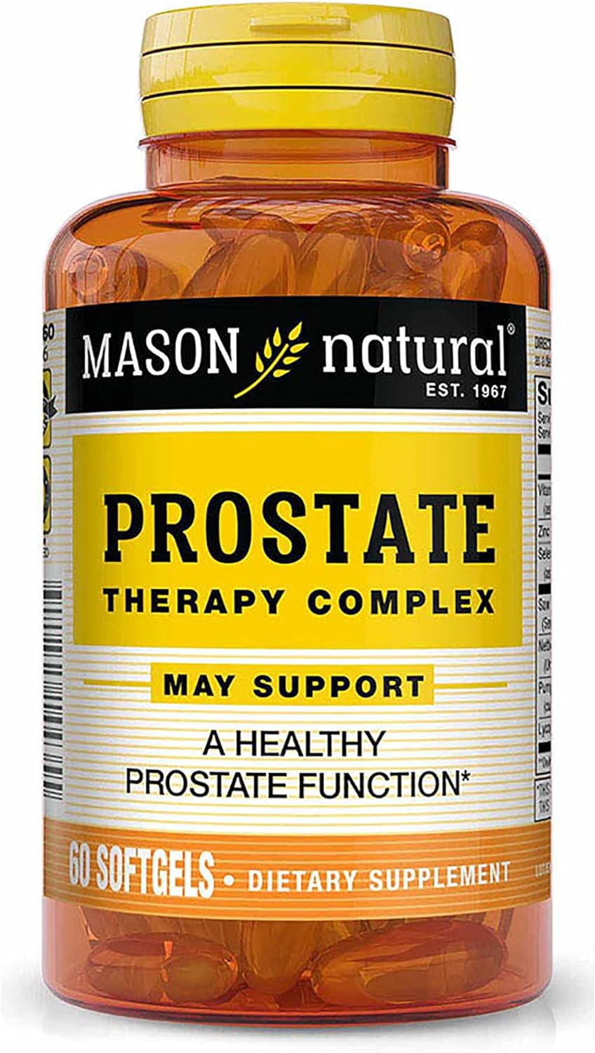 MASON NATURAL Prostate Therapy Complex with Saw Palmetto, Nettle Root & Pumpkin Seed Oil - Supports a Healthy Prostate Function*, 60 Softgels