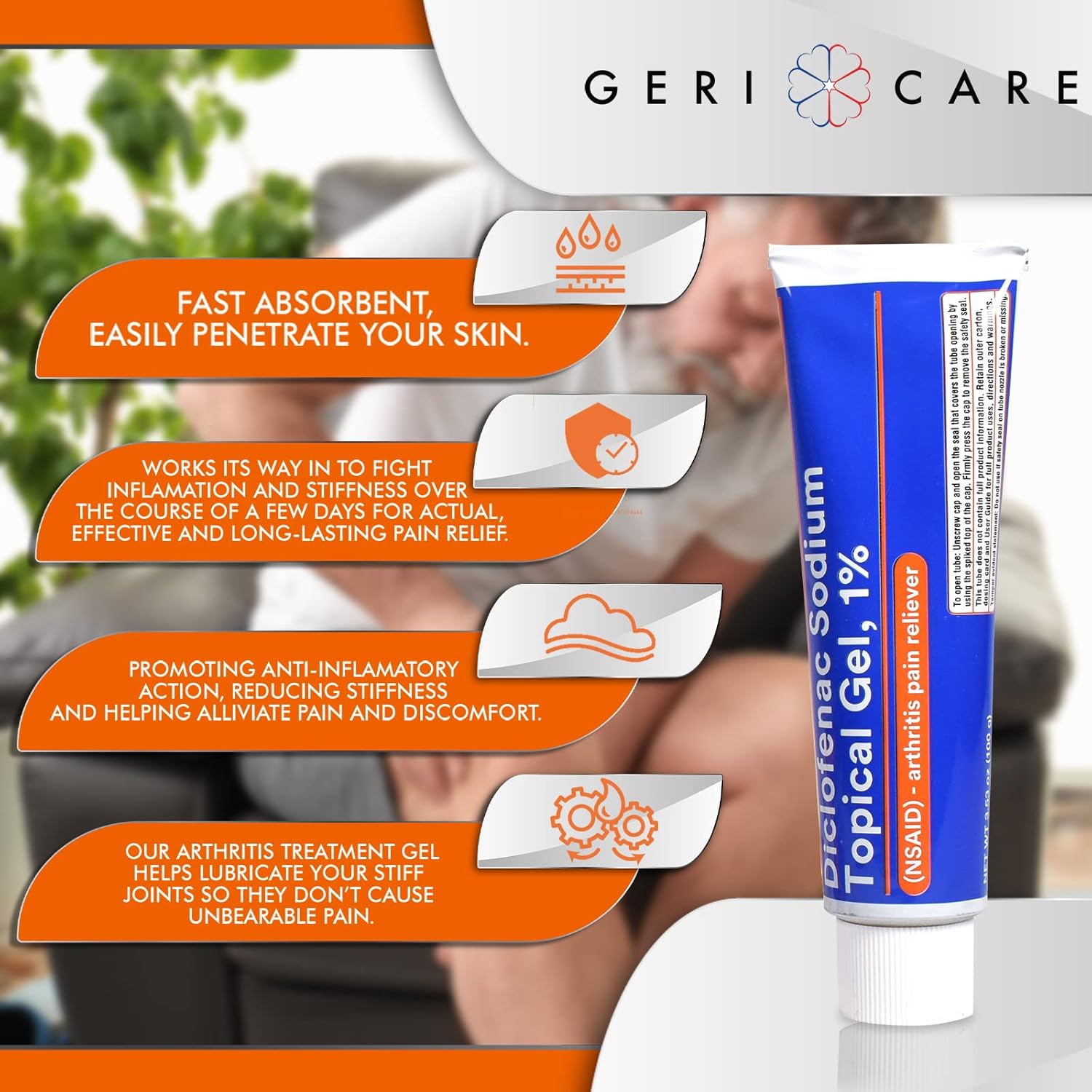 Topical Arthritis Pain Relief Gel Diclofenac Sodium 1% (Nsaid) By Gericare- Hand Wrist Elbow Foot Ankle Knee Extra-Strength Arthritis Pain Reliever- Anti-Inflammatory Arthritis Pain Treatment- 3.53Oz : Health & Household