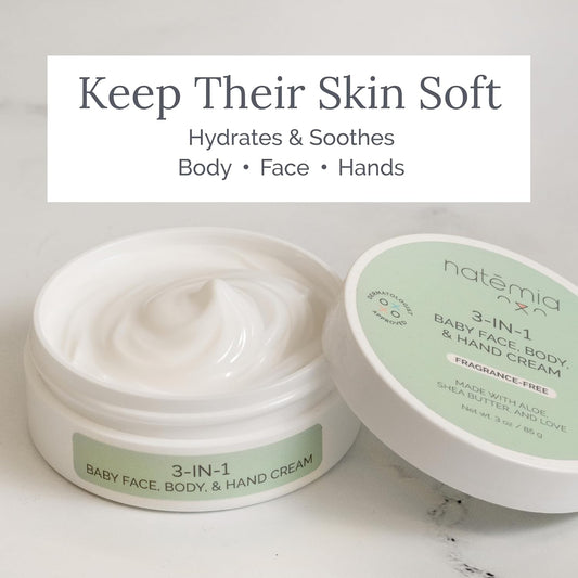 Natemia Baby Moisturizing Cream For Face, Body, & Hands - Baby Lotion For Newborn, Baby Cream For Dry Skin, Formulated With Natural Shea Butter And Aloe Vera To Hydrate Skin, Baby Body Lotion, 3 Oz
