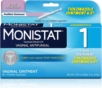 Monistat 1 Day Yeast Infection Treatment For Women, 1 Prefilled Tioconazole Ointment Applicator, 1 Pack