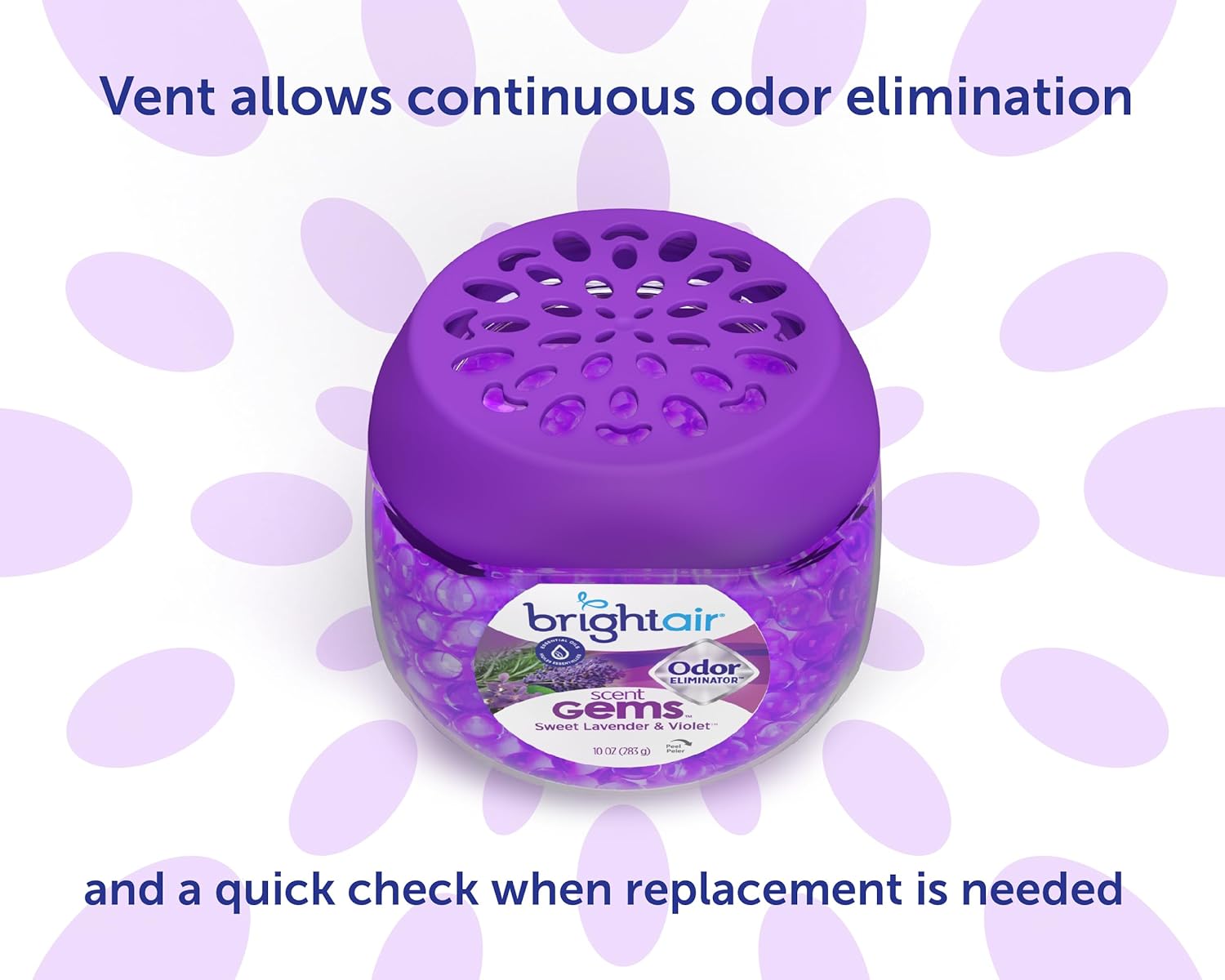 Bright Air Scent Gems, For Small to Medium-Size Spaces, Sweet Lavender & Violet Scent, 12 oz. Each, Case of 6, Odor Eliminator & Air Freshener, Natural Essential Oils, Lasts Up to 45 Days Each : Health & Household