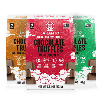 Lakanto Sugar Free Chocolate Truffles - Sweetened with Monk Fruit, Keto Diet Friendly, Vegan, 1 Net Carb, Creamy, Smooth, Delicious (Variety Pack - Pack of 1)