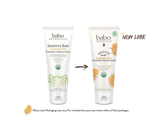 Babo Botanicals Sensitive Baby Fragrance-Free Soothing Miracle Balm - Usda Organic - All-Purpose Salve With Olive Oil & Shea Butter - For Extra-Dry, Rough Areas - Ewg Verified - For Babies & Kids