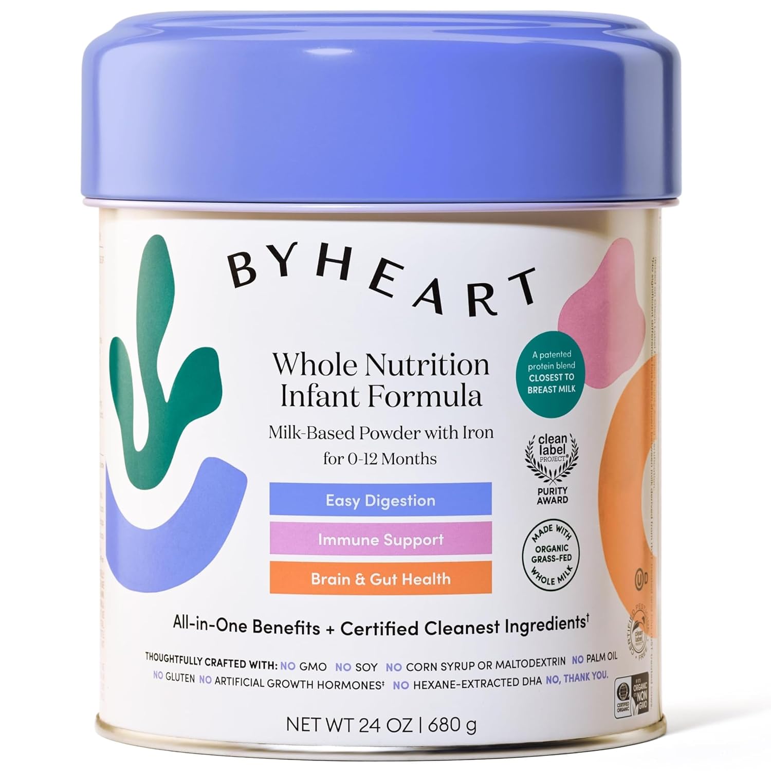 Byheart Infant Formula Powder For Infants 0-12 Months, Made With Organic Whole Milk, Clean Label Project Certified, Closest-To-Breast Milk Baby Formula Patented Protein Blend, 24 Ounce (Pack Of 1)