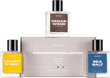 Mancave Exploration Edt Gift Set For Men - 3 X 50Ml Eau De Toilette Fragrance Sprays - Lemon & Oak, Cedarwood, Sea Salt Fragrances - Mens Aftershave Collection