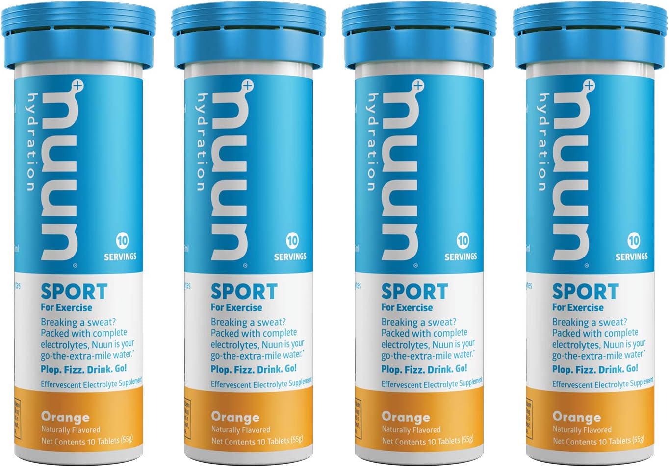Nuun Sport: Electrolyte Drink Tablets, Orange, 10 Count (Pack of 4)