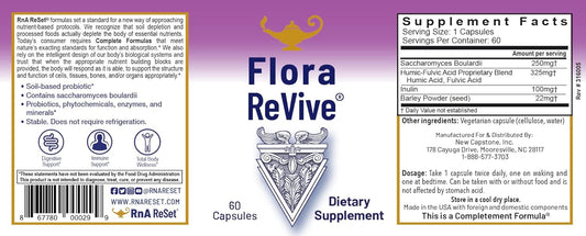 Rna Reset Flora Revive – Soil-Based Daily Probiotic With Prebiotics & Humic-Fulvic Blend, Shelf-Stable, 10 Billion Cfu (60 Capsules)