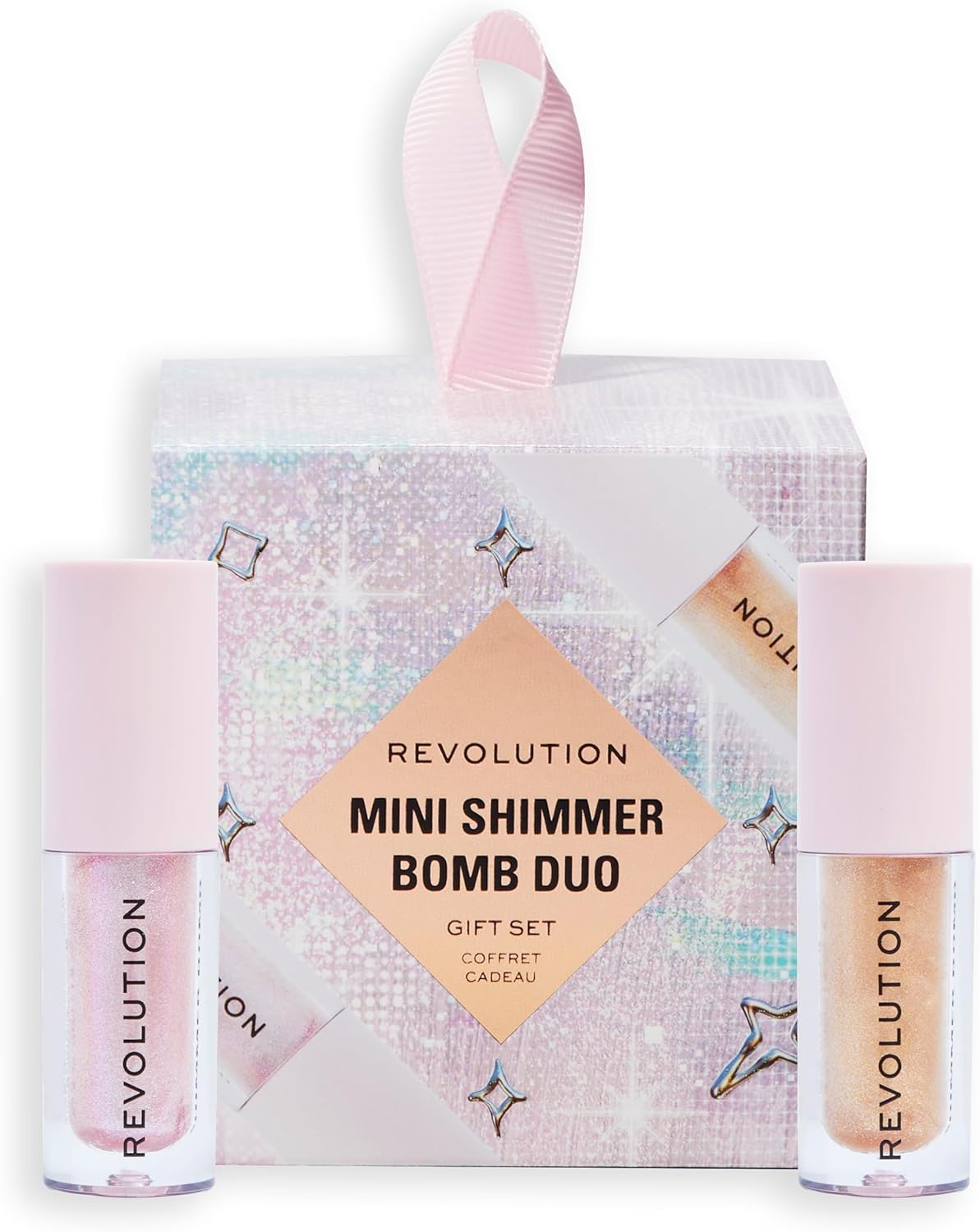 Revolution Beauty Mini Shimmer Bomb Lip Duo Gift Set, 2-Piece Shimmer Lip Gift Set With Sheer Finish, Vegan & Cruelty-Free