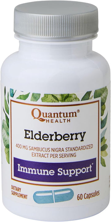 Quantum Health Black Elderberry Supplement Sambucus Nigra Extract 400Mg Daily Immune Support & Wellness Boost Of Powerful Antioxidants For Women & Men - 60 Capsules