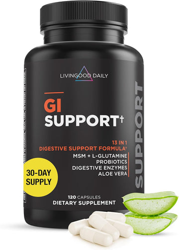 Livingood Daily Gut Cleanse Detox for Women & Men, GI Support (120 Vegetarian Capsules) - Gut Pills for Detox Cleanse with MSM, L-Glutamine, & Digestive Enzyme - Gluten-Free, Non-GMO, & Allergen-Free