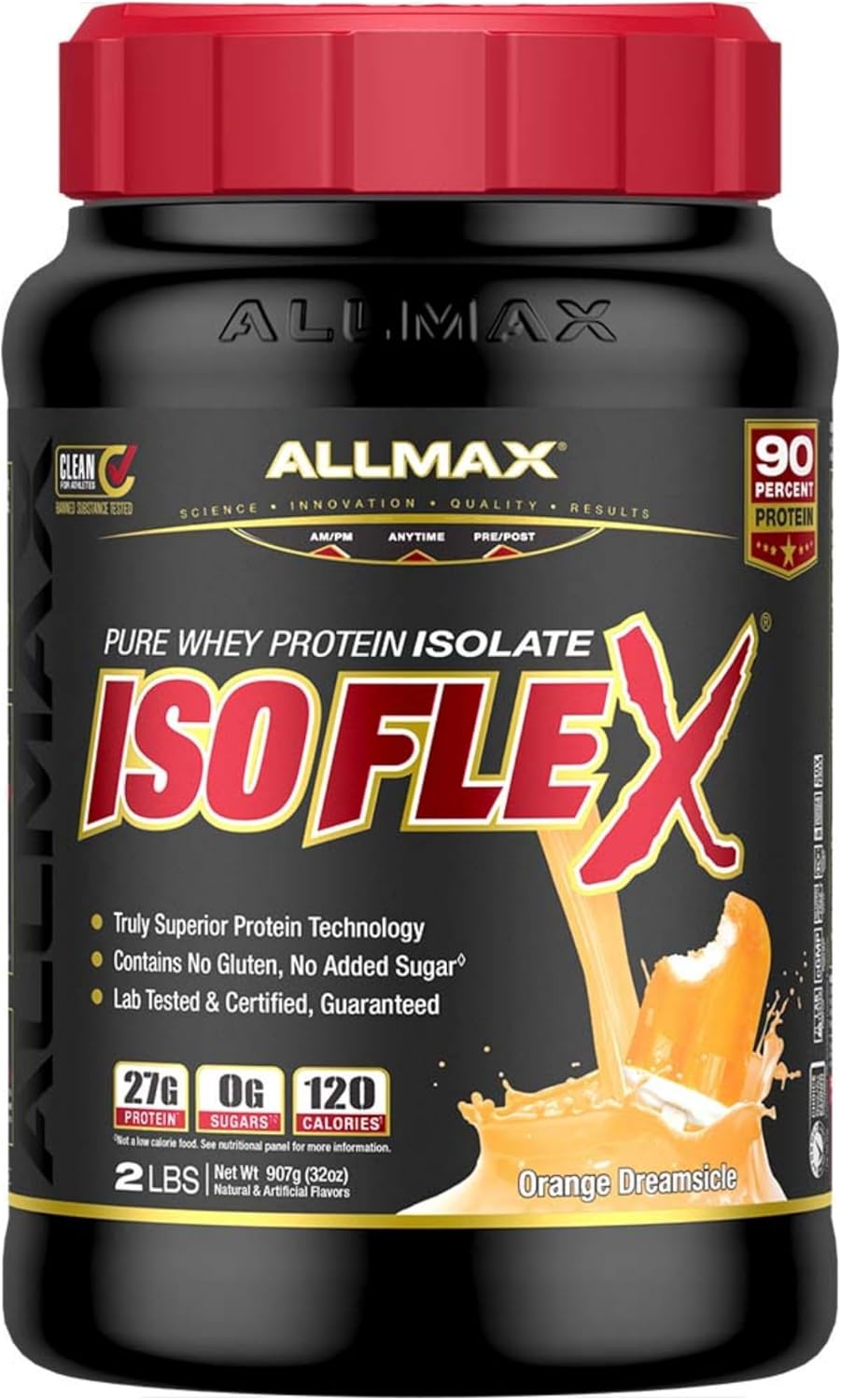 Allmax Nutrition - Isoflex - 100% Ultra-Pure Whey Protein Isolate - Orange- 2 Pound