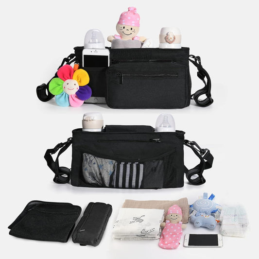 Momcozy Stroller Organizer, With 2 Non-Slip Stickers And 2 Large Capacity And Detachable Mesh Bags, Fits All Strollers Like Britax, Uppababy, Baby Jogger Stroller