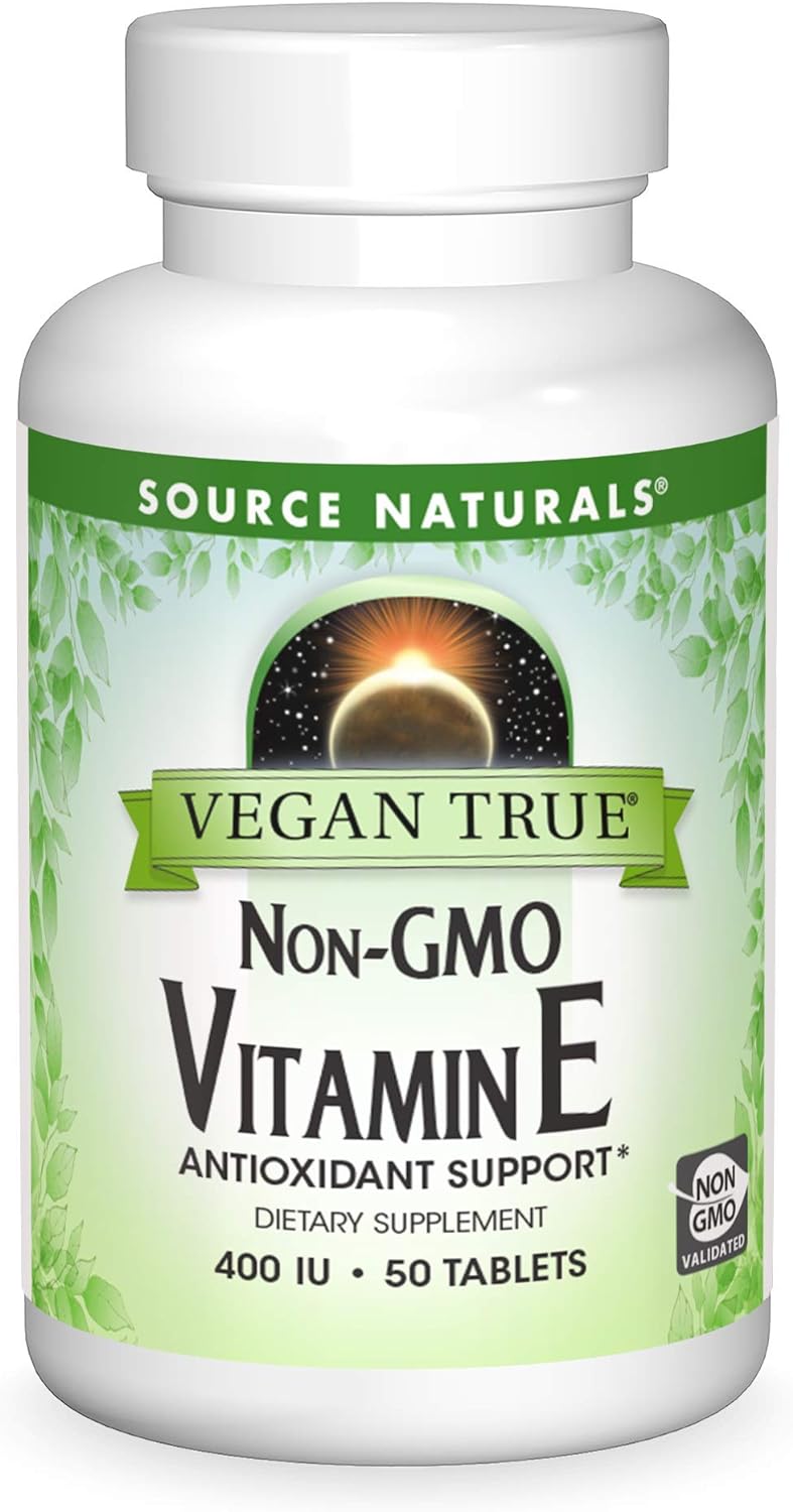 Source Naturals Vegan True Vitamin E, Non-Gmo Antioxidant Support, 268 Mg - 50 Tablets
